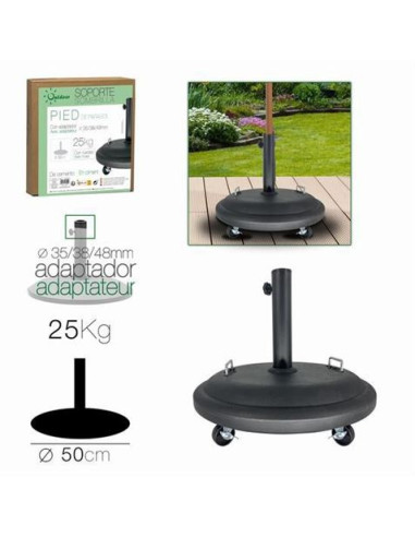 SOPORTE PARA SOMBRILLA CEMENTO NEGRO CON RUEDAS 25KG
