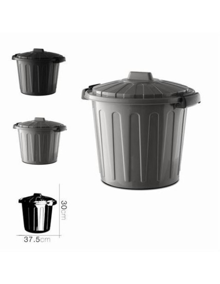 CUBO DE BASURA CON TAPA GRIS/NEGRO 7 LITROS OSKAR