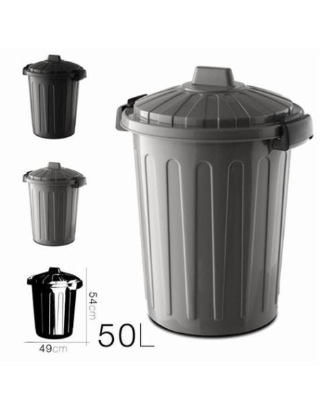 CUBO DE BASURA CON TAPA GRIS 50 LITROS OSKAR
