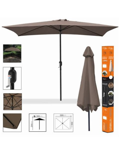 SOMBRILLA JARDIN 3X2 METROS MARRON