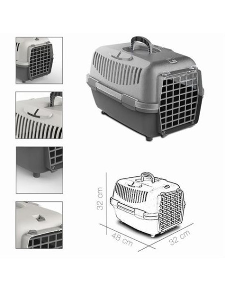 TRANSPORTIN MASCOTAS GRIS CLARO 48X32X32CM