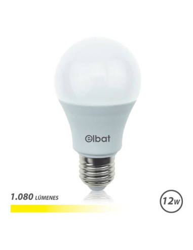 BOMBILLA LED A60 | 12W | 1080LM | E27 | LUZ CALIDA | ELBAT