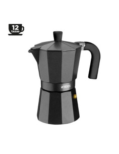 CAFETERA ALUMINIO 12 TAZAS VITRO NOIR NEGRO MONIX