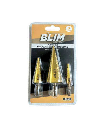 JUEGO 3 PCS BROCAS ESCALONADAS BLIM