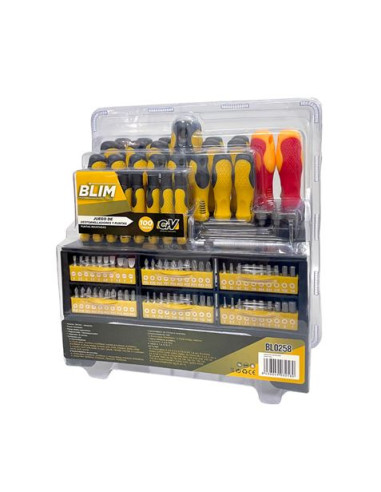 JUEGO 100 PIEZAS DESTORNILLADORES Y PUNTAS BLIM