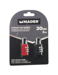 PACK 2 CANDADOS 20MM. CON COMBINACION MADER