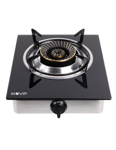 COCINA GAS INOX 1 FUEGO CRISTAL TEMPLADO MUVIP