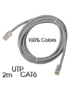 CABLE DE RED UTP CAT 6 2M GRIS CLARO 100% COBRE CROMAD