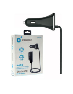 CARGADOR DE MECHERO 9.6A 4 X USB NEGRO CROMAD