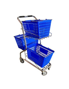 CARRO DE TRANSPORTE CON 3 CESTAS DE 28LT COLOR AZUL CROMAD