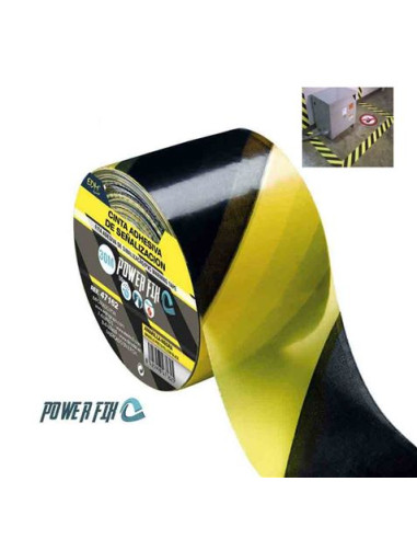 CINTA ADHESIVA DE SEÑALIZACION AMARILLO-NEGRA 30M X 50MM EDM
