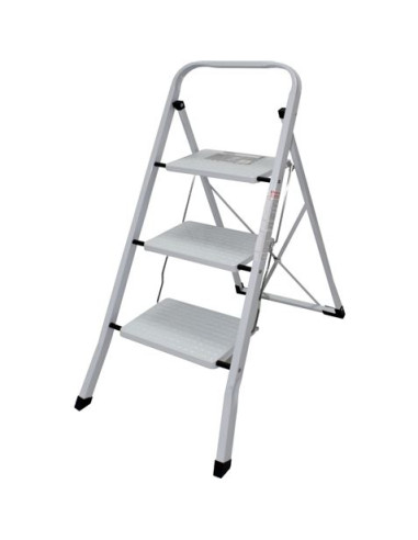 ESCALERA DOMESTICA ACERO 3 PELDAÑOS MADER