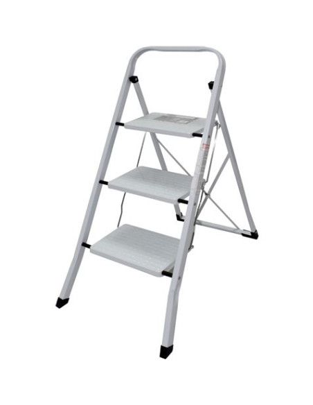 ESCALERA DOMESTICA ACERO 3 PELDAÑOS MADER