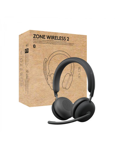 Logitech Zone Wireless 2 Auriculares Inalámbrico y alámbrico Diadema Oficina/Centro de llamadas USB Tipo C Bluetooth Grafito
