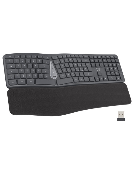 Ewent EW3290 teclado Universal RF inalámbrica + USB QWERTY Español Negro, Gris