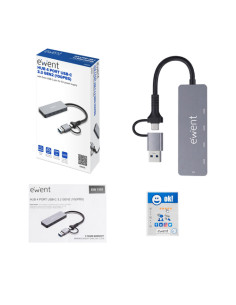 Ewent EW1151 hub de interfaz USB Tipo C 10000 Mbit/s Gris 2