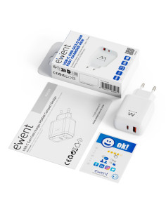 Ewent EW1329 cargador de dispositivo móvil Universal Blanco Corriente alterna Carga rápida Interior 2