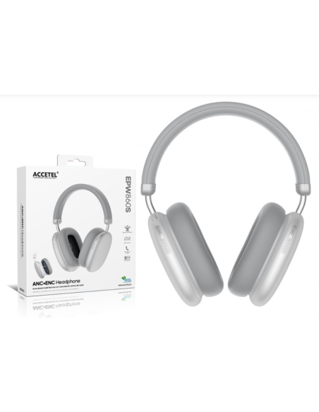 Auriculares ANC+ENC Inalámbricos, Cancelación Ruido Plata.