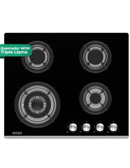 Svan SGW4600N 4F P. Forja Encimera Cristal Gas
