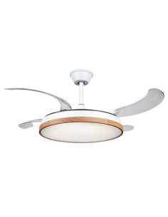 VENTILADOR DE TECHO RETRACTIL 30W CON LED Y 6 VELOCIDADES MADERA 2