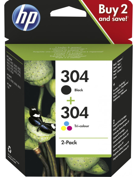 HP Paquete de 2 cartuchos de tinta Original 304 negro/tricolor