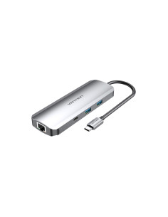 Vention Docking USB Tipo-C TOMHB/ 1xHDMI/ 2xUSB/ 1xUSB Tipo-C/ 1xUSB Tipo-C PD/ 1xRJ45/ 1xLector Tarjetas SD y MicroSD/ Jack 3.5