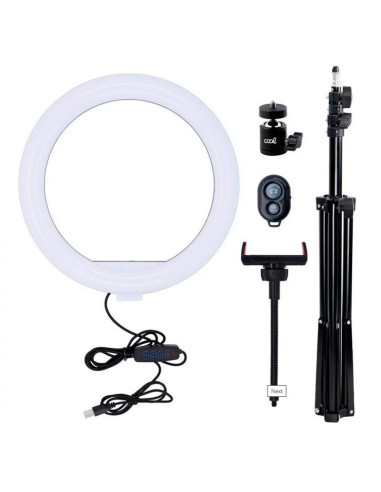 SOPORTE TRÍPODE (180 CM) ARO DE LUZ LED + MANDO BLUETOOTH