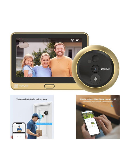 Mirilla Inteligente 4,3" Wifi y Detector Presencia Dorada EZVIZ DP2C