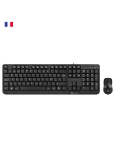 NGS Cocoa Kit, AZERTY, FR teclado Ratón incluido USB Francés Negro