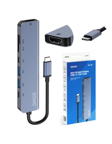 Savio AK-82 hub de interfaz USB Tipo C 5000 Mbit/s Negro