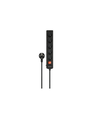 Savio LZ-18 base múltiple 5 m 5 salidas AC Interior Negro