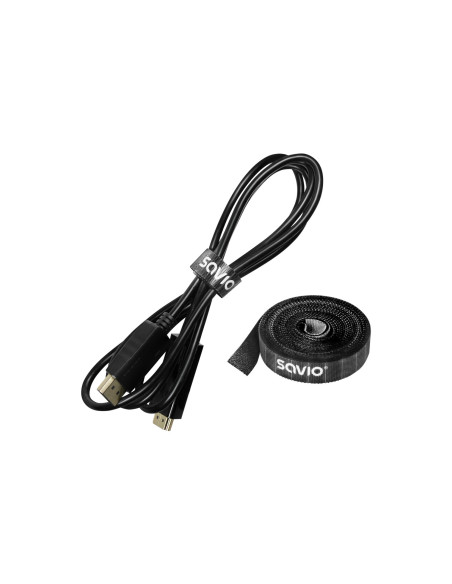Savio OC-07 organizador de cables Universal Cable binder Negro