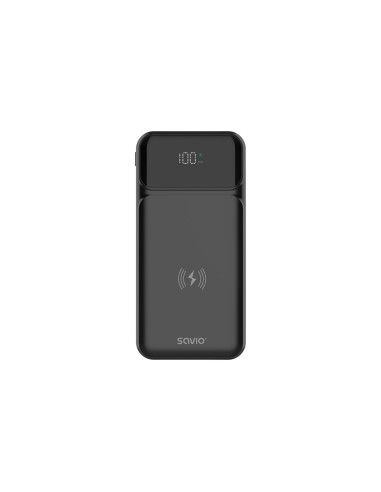 Savio BA-09 batería externa Polímero de litio 37 mAh Cargador inalámbrico Negro