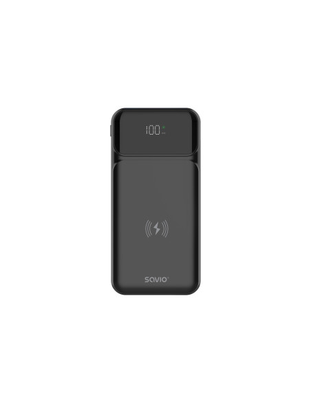Savio BA-09 batería externa Polímero de litio 37 mAh Cargador inalámbrico Negro