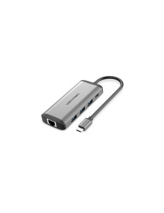 Vention Docking USB Tipo-C CNDHB/ 1xHDMI/ 3xUSB/ 1xUSB Tipo-C PD/ 1xRJ45/ 1xLector tarjetas/ Gris