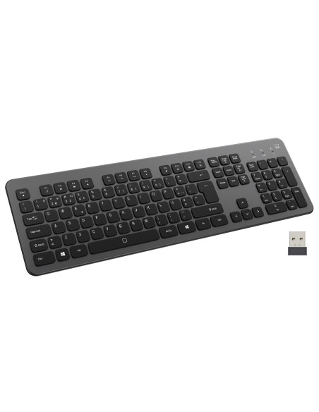 Ewent EW3296 teclado Universal RF inalámbrica + USB QWERTY Español Negro, Gris
