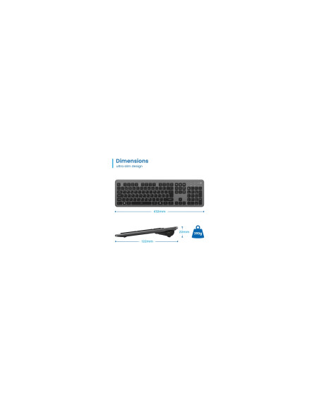 Ewent EW3296 teclado Universal RF inalámbrica + USB QWERTY Español Negro, Gris