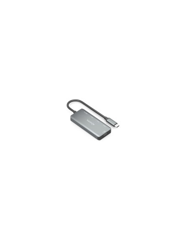 AISENS Hub USB 3.1 USB-C, USB-C/M-1xUSB-C PD 100W+1xUSB-C USB3.0/H+3xUSB-A USB2.0/H, Gris, 15cm