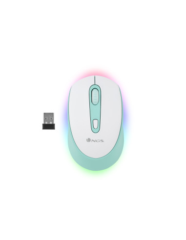 Ratón NGS SMOG MINT-RB Ambidextro RF inalámbrica + Bluetooth Í“ptico 2400 DPI Menta, Blanco