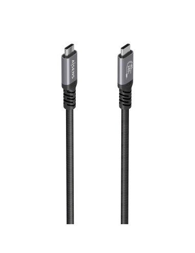 AISENS Cable USB4 Gen3x2 Aluminio 40Gbps 8K@60Hz 5A 48V 240W E-Mark, Tipo USB-C/M-USB-C/M, Negro, 0.5M