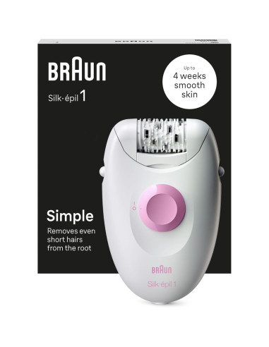 Braun Silk-épil 1 1-010 depiladora 20 pinzas Rosa, Blanco