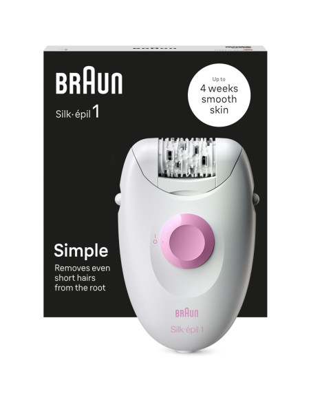 Braun Silk-épil 1 1-010 depiladora 20 pinzas Rosa, Blanco