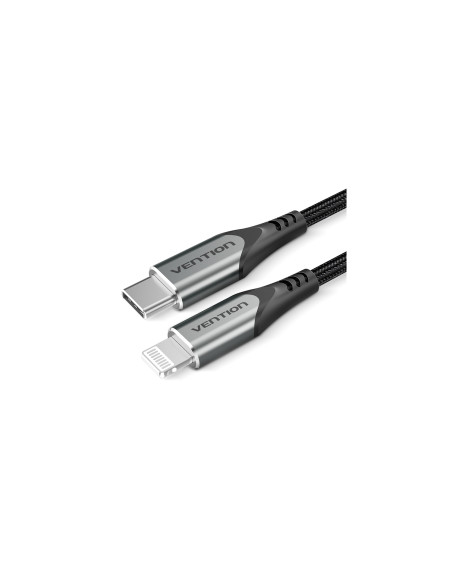 Vention Cable USB 2.0 Tipo-C Lightning TACHH/ USB Tipo-C Macho - Lightning Macho/ 2m/ Gris y Negro