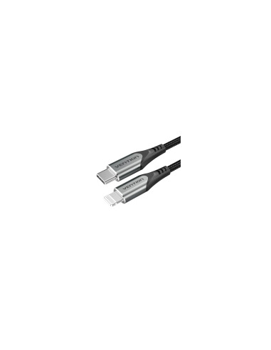 Vention Cable USB 2.0 Tipo-C Lightning TACHH/ USB Tipo-C Macho - Lightning Macho/ 2m/ Gris y Negro