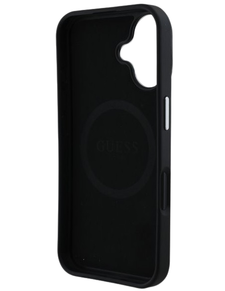 CARCASA GUESS IPHONE 16 TRIANGLE NEGRO COMPATIBLE CON MAGSAFE