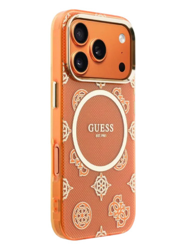CARCASA GUESS IPHONE 17 PRO PEONY NARANJA CON MAGSAFE