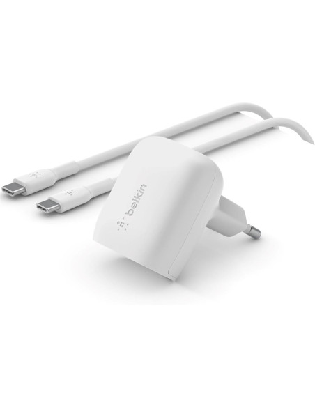 Cargador USB-C 20W Belkin +Cable Usb-C a Usb-C 1 Metro Blanco (WCA006VF1MWH-B6)