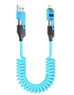CABLE DE CARGA CON MUELLE 4 EN 1 CARGA RÁPIDA MAX 65W