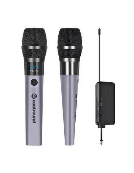 PACK 2 MICROFONO INALAMBRICO UHF CON RECEPTOR Y BATERÍA