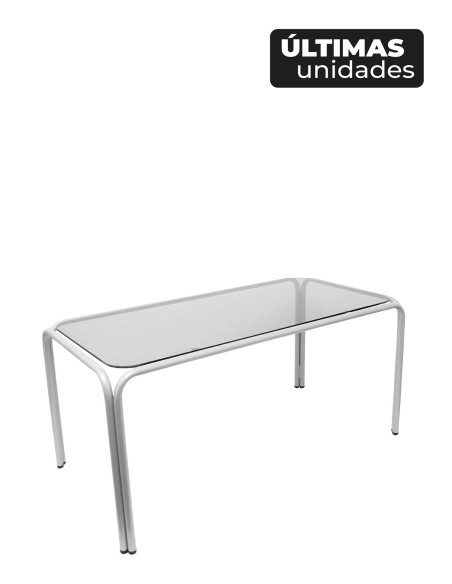 MESA VEGA CRISTAL FUME CHASIS PLATA 61CFPL